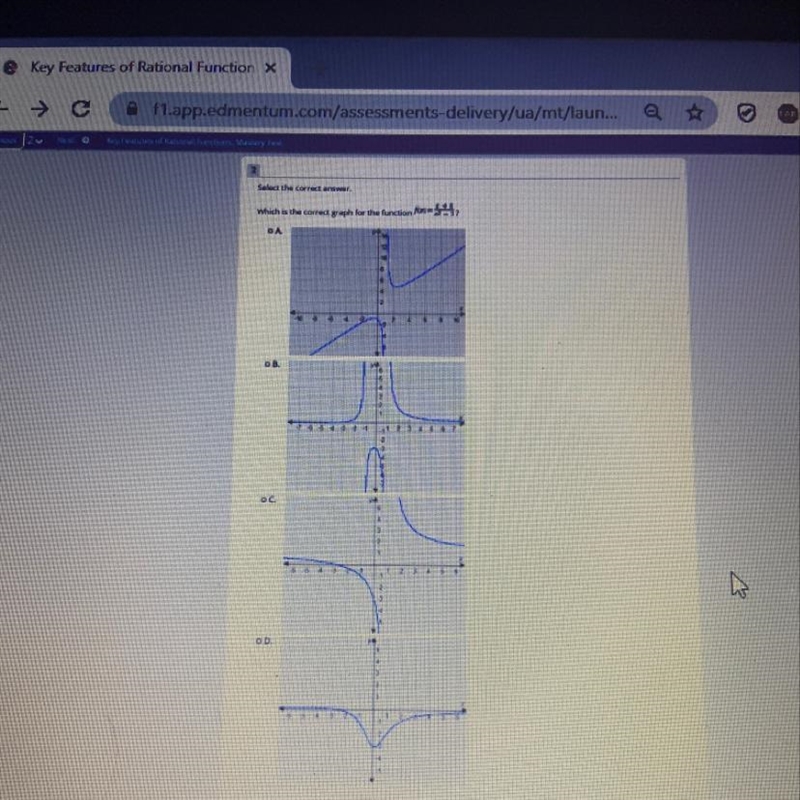 Select the correct answer Which is the correct graph for the function F(x)=x+3/x^2-1-example-1