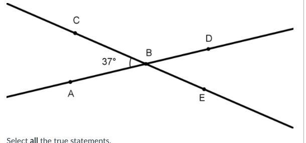 Lines LaTeX: CEC E and LaTeX: ADA D intersect at LaTeX: BB. Lines C E and A D intersect-example-1