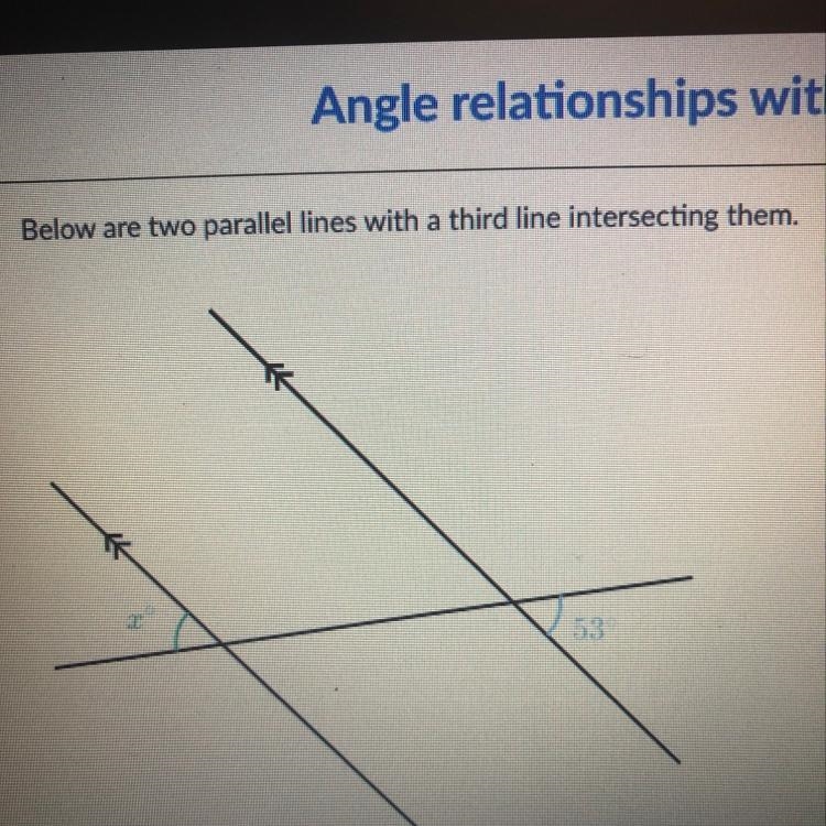 Below are two parallel lines with a third line intersecting them. Help quick-example-1