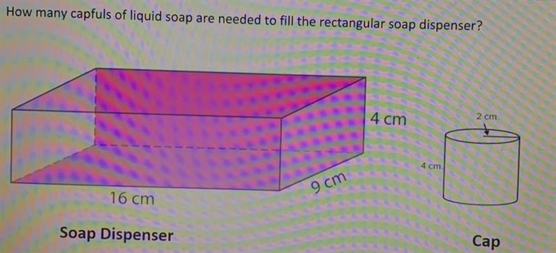 How many capfuls of liquid soap are needed to fill the rectangular soap dispenser-example-1