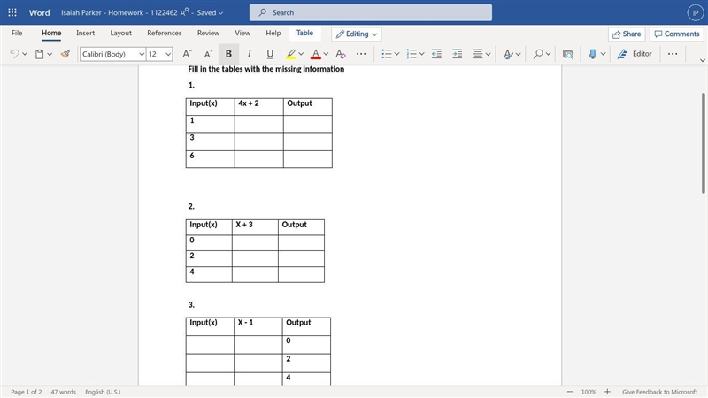 Solve the missing tables.-example-1