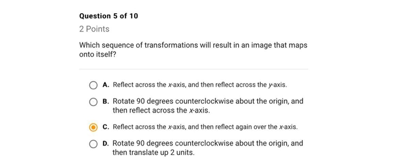 40 POINTS!!!! Which sequence of transformations will result in an image that maps-example-1