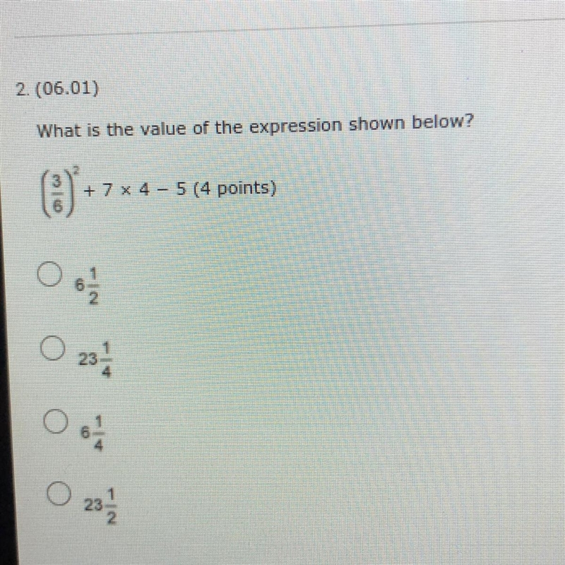 What is the value of the expression shown below? Please use the photo for whole question-example-1