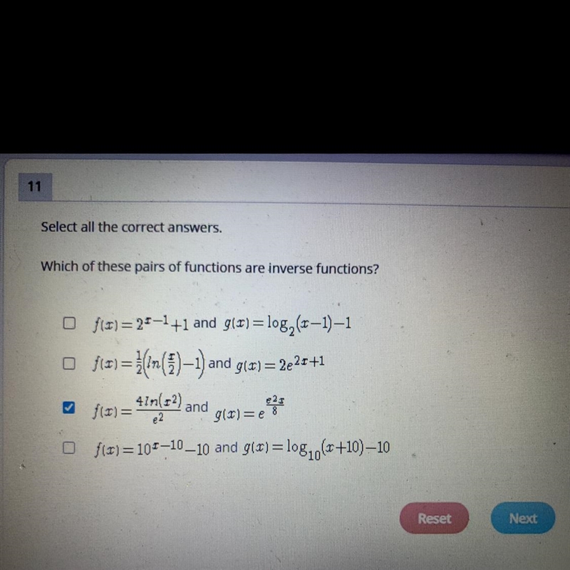 Which of these pairs of functions are inverse functions please help :(-example-1