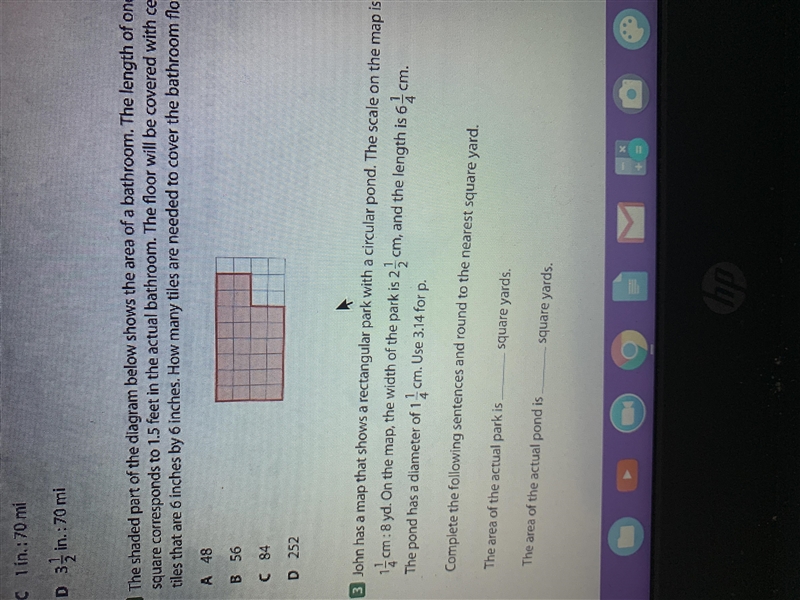 The shaded part of the diagram below shows the area of a bathroom . The length of-example-1