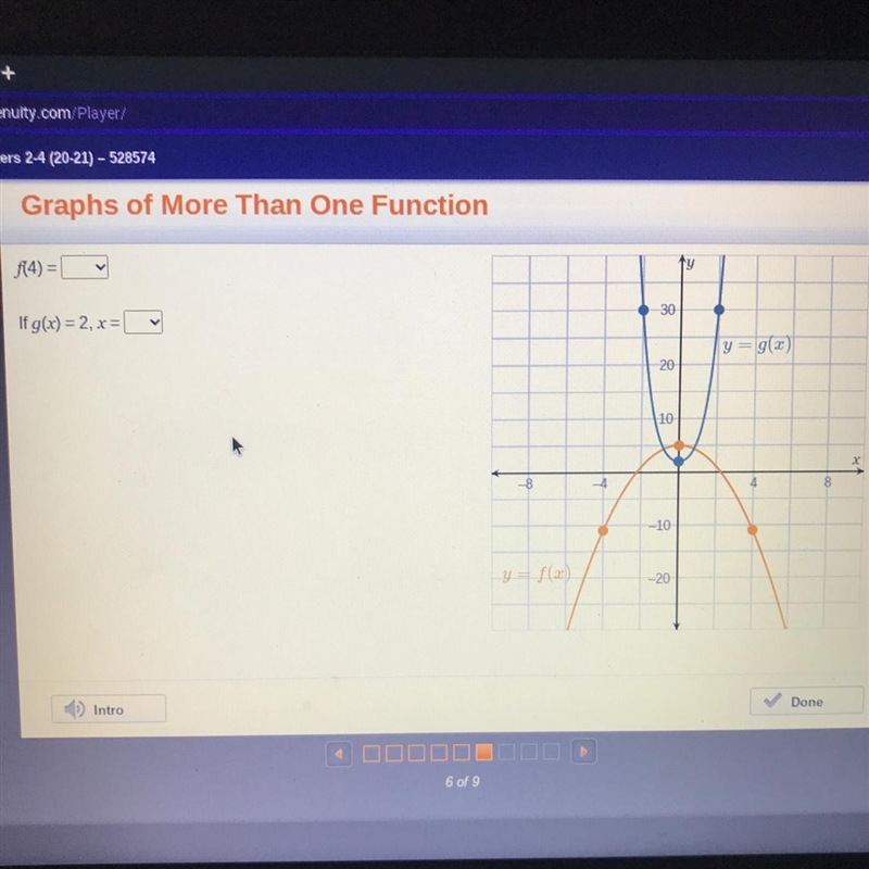 F(4) if g(x) = 2, x =-example-1