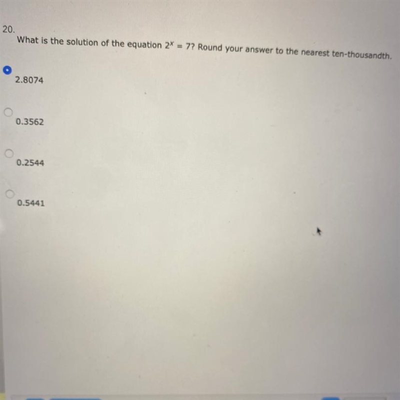 What is the solution of the equation 2X = 7? Round your answer to the nearest ten-example-1