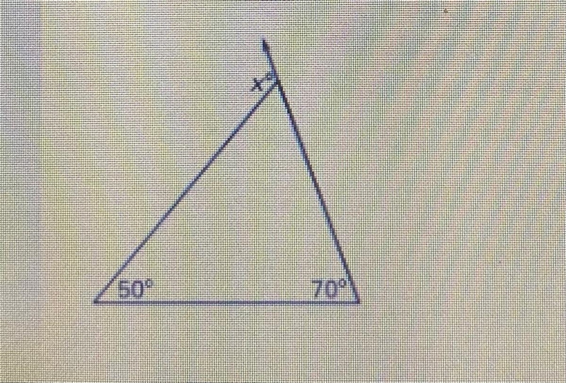 In the triangle above the value of x = _____ degrees (nearest whole number)-example-1