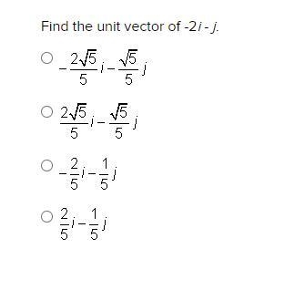 Find the unit vector of -2i - j.-example-1