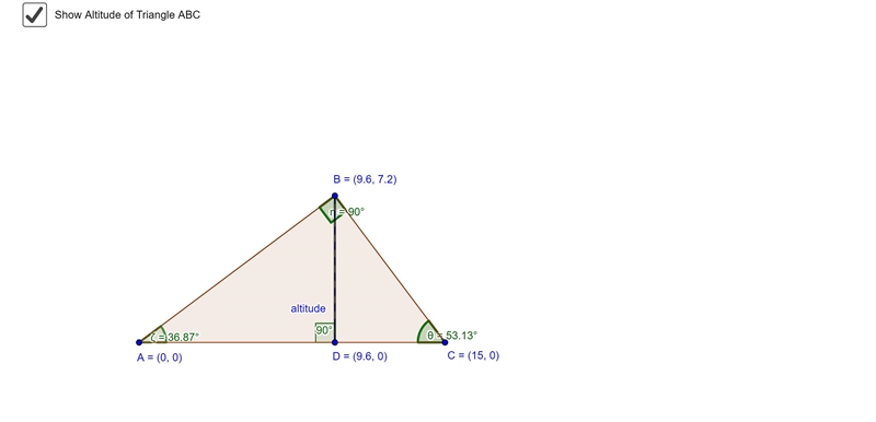 Place a point D along AC such that BC is an altitude of ABC . Using coordinate algebra-example-1