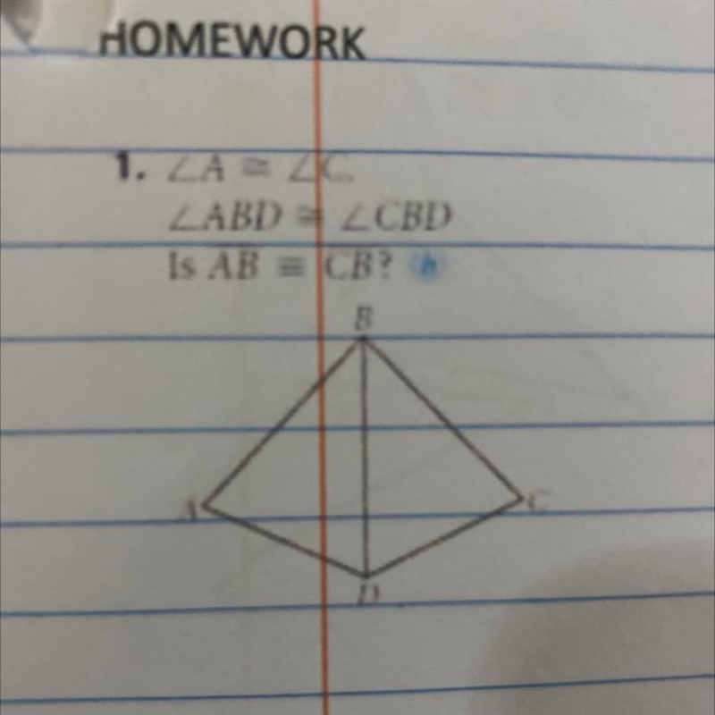 Is AB congruent to CB?-example-1