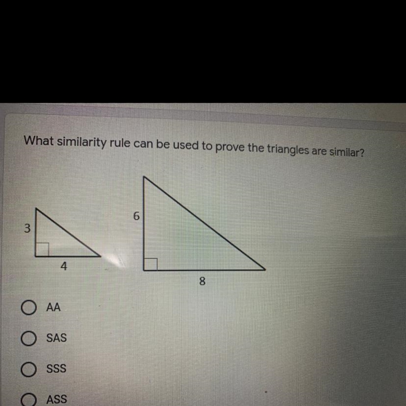 What similarity rule can be used to prove the triangles are similar . plz help-example-1