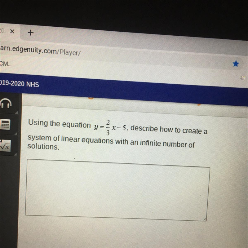 Using the equation y=x-5, describe how to create a system of linear equations with-example-1