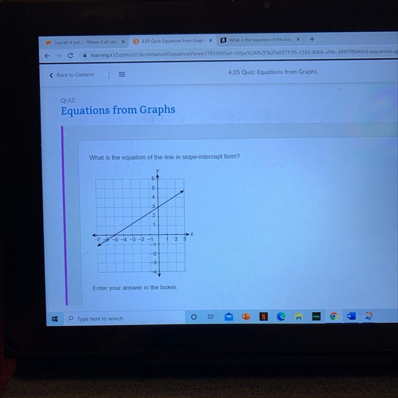 What is the equation of the line in slope-intercept form?-example-1