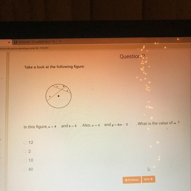 If a=8 and b=5 and x=4 and y=6m -2 what is the value of m ?-example-1