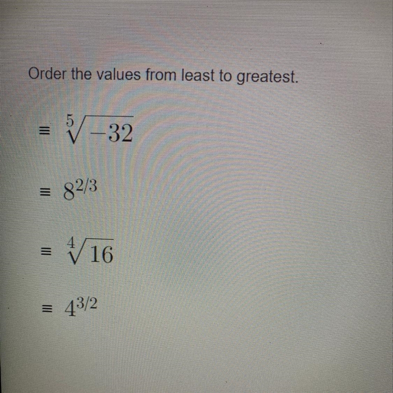 Order the values from least to greatest-example-1