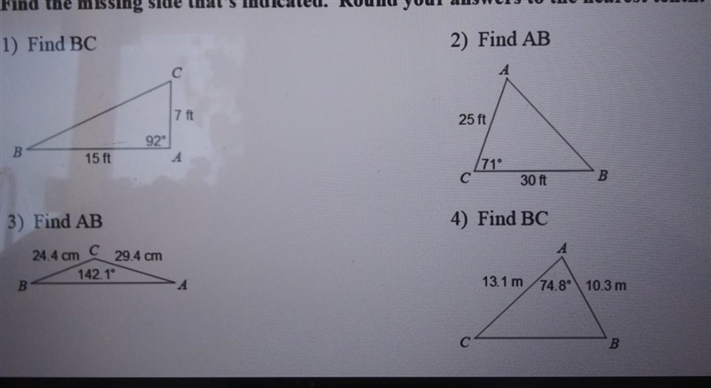 Find the missing side that's indicated. Round your answers to the nearest tenth. ​-example-1