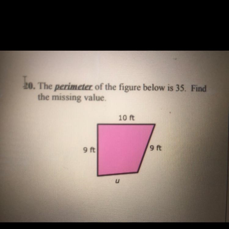 The perimeter of the figure below is 35. Find the missing value.-example-1