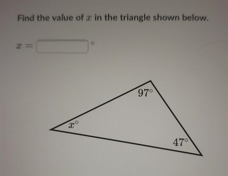 Find the value of x in the triangle shown below. ​-example-1