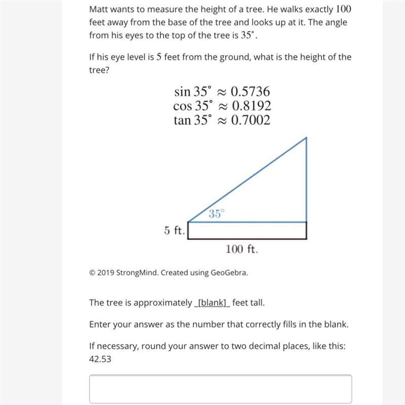 What’s the correct answer for this? The tree is approximately _____feet tall.-example-1