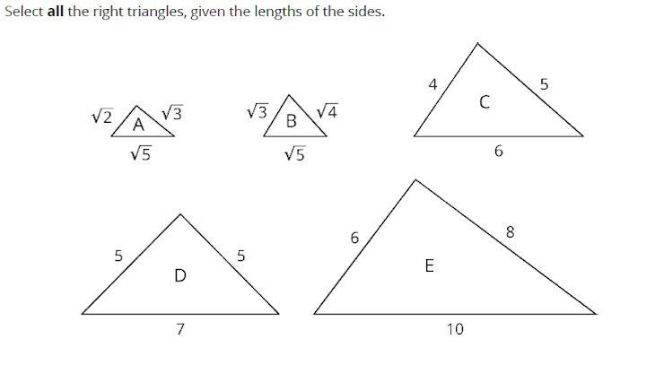 Make sure you complete the work for EACH triangle and answer whether or not it is-example-1