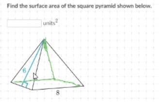 Find the surface area of the square pyramid shown below.-example-1