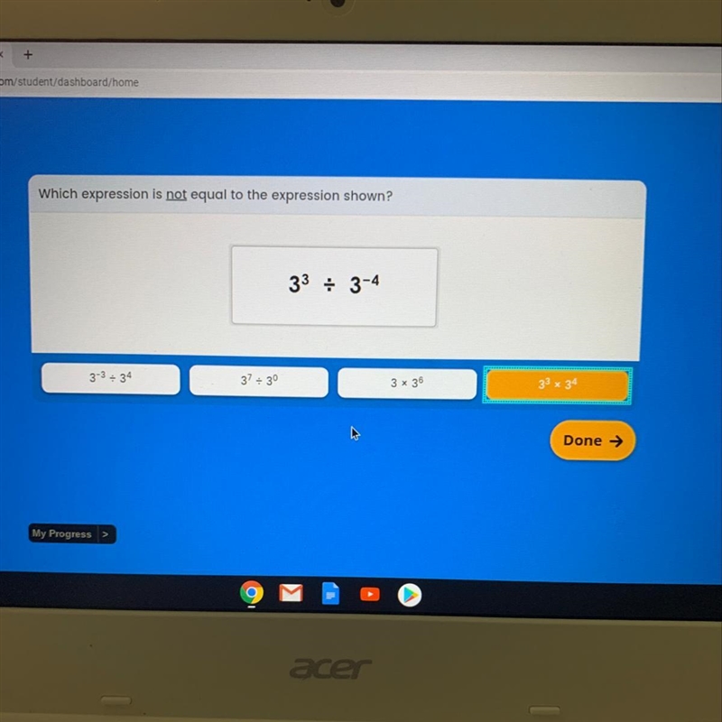 Which expression is not equal to the expression shown?-example-1