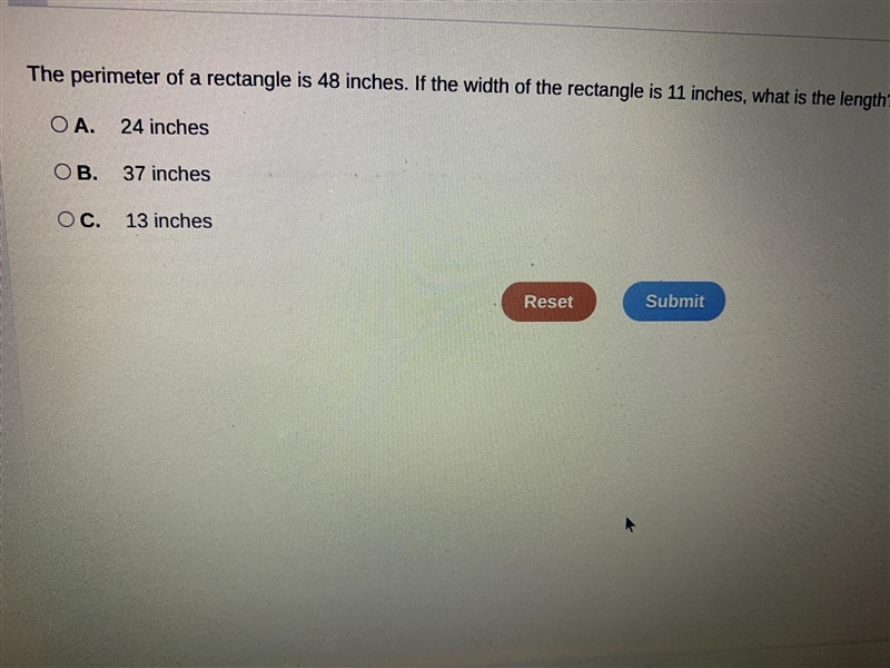 The perimeter of the rectangle is 48 inches. If the width of the rectangle is 11 inches-example-1