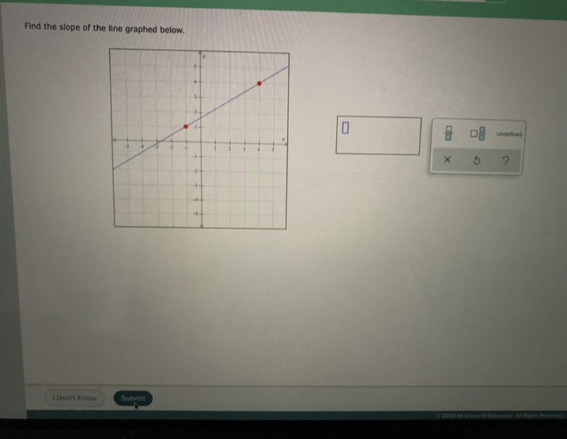 Find the slope of the line graphed below.-example-1