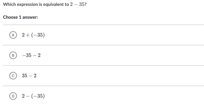 Which expression is equivalent to 2−35,? Choose 1 answer:-example-1