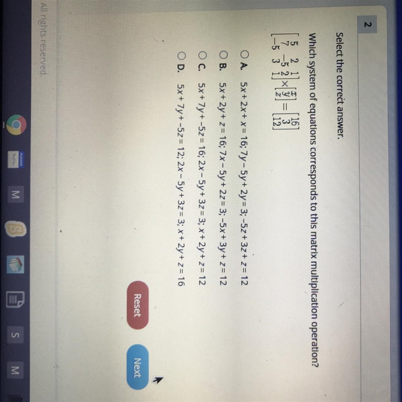 Which system of equations corresponds to this matrix multiplication operation￼-example-1