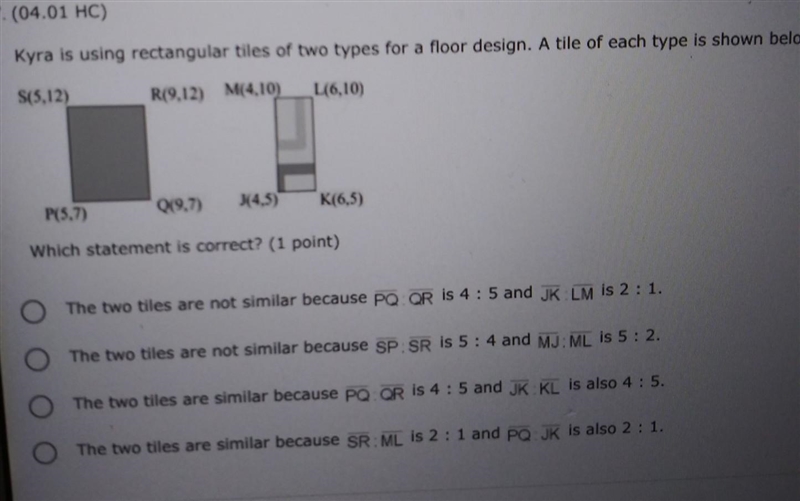 Kyra is using rectangular tiles of two types for a floor design. They Tyler each type-example-1