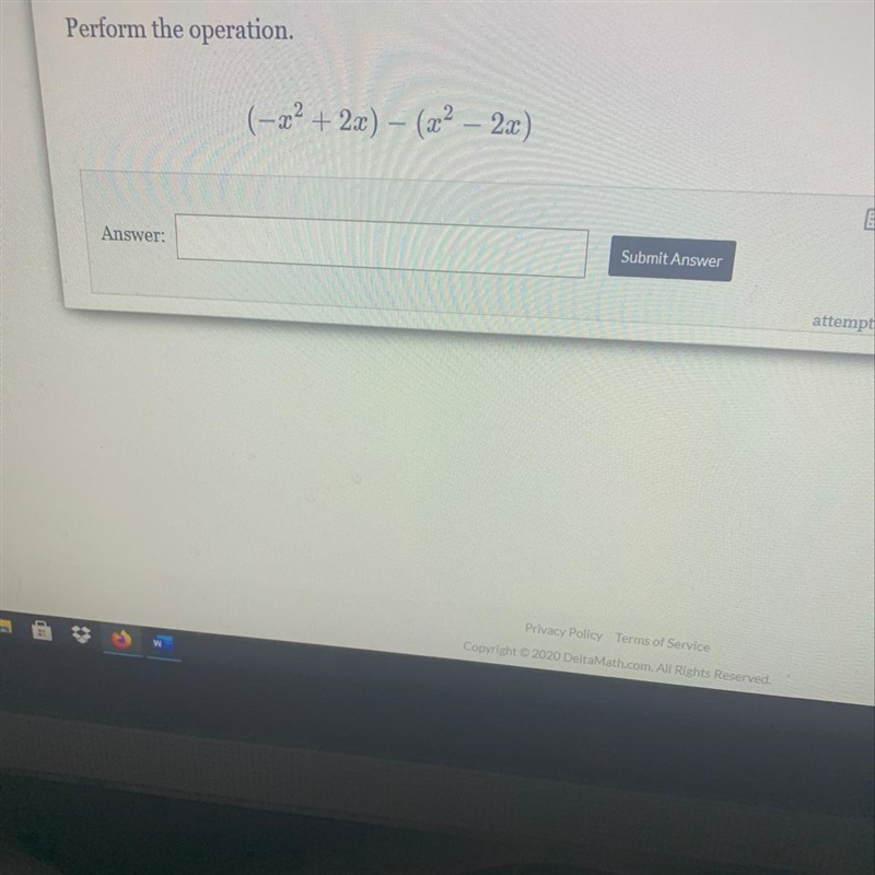 Perform the operation. (-x^2+2x)-(x^2-2x)-example-1