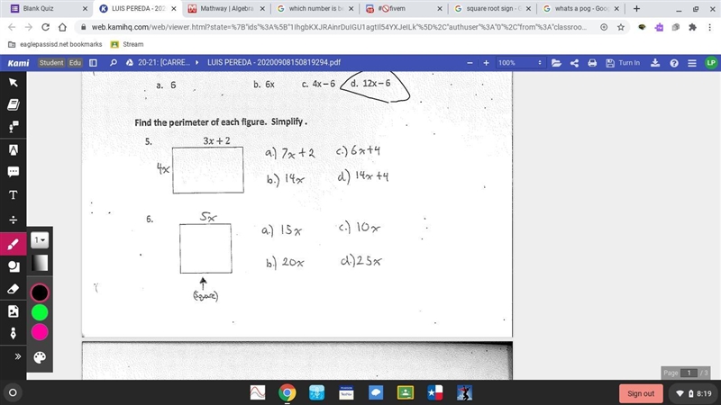 Find the perimeter of each figure. Simplify.-example-1