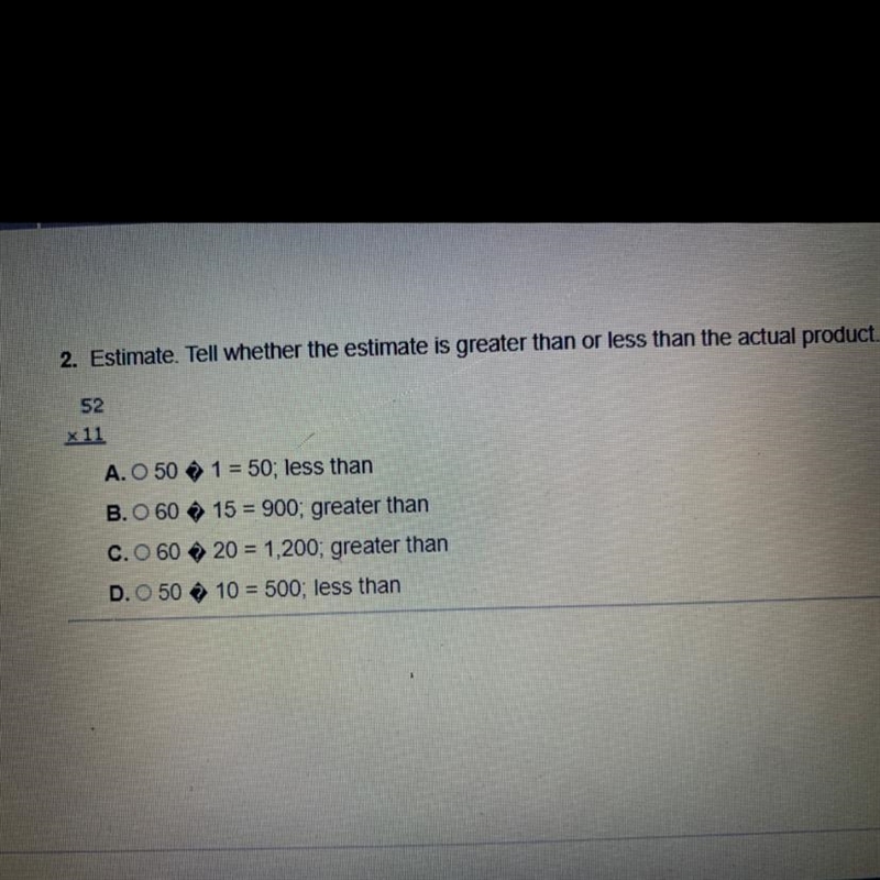 Estimate. Tell whether the estimate is greater than or less than the actual product-example-1