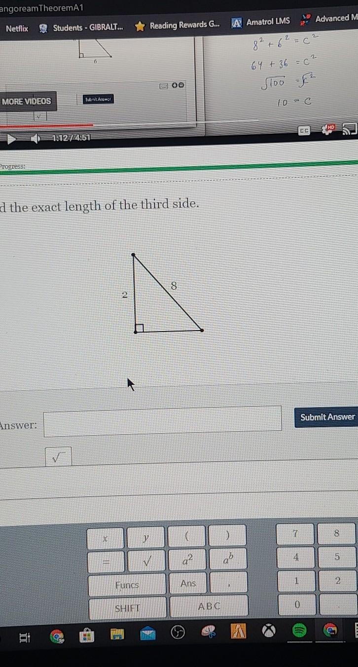 Find the exact length of the third side​-example-1