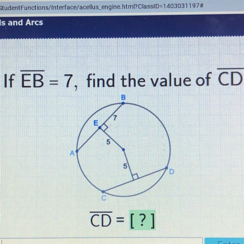 Chords and arcs, find the value of cd-example-1