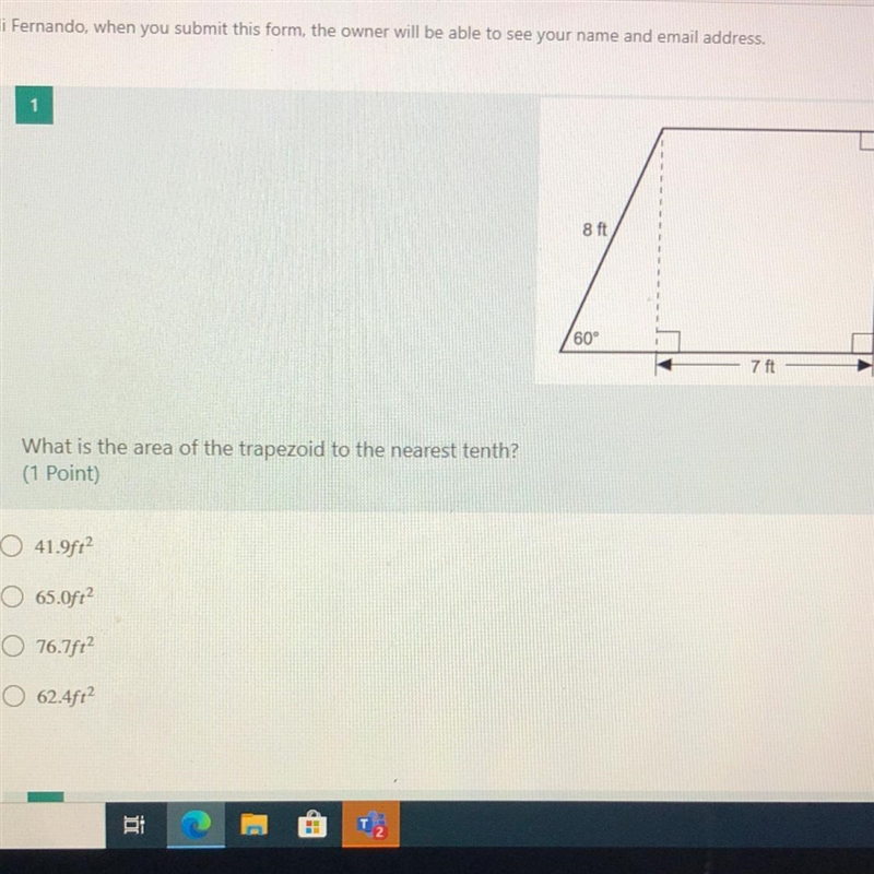 What’s the area of the trapezoid to the nearest tenth?-example-1