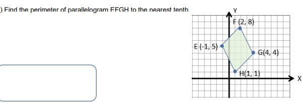 Please help: Find the perimeter of parallelogram EFGH to the nearest tenth.-example-1