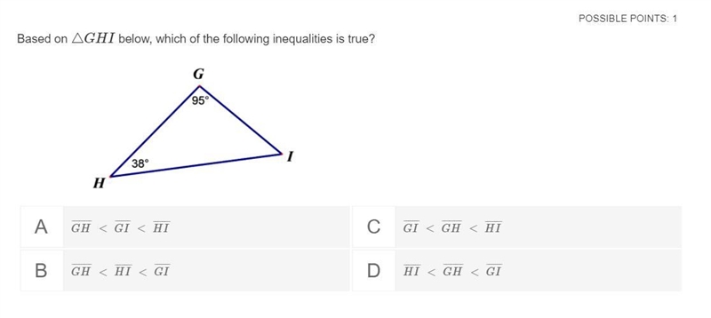 Based on △GHI below, which of the following inequalities is true?-example-1