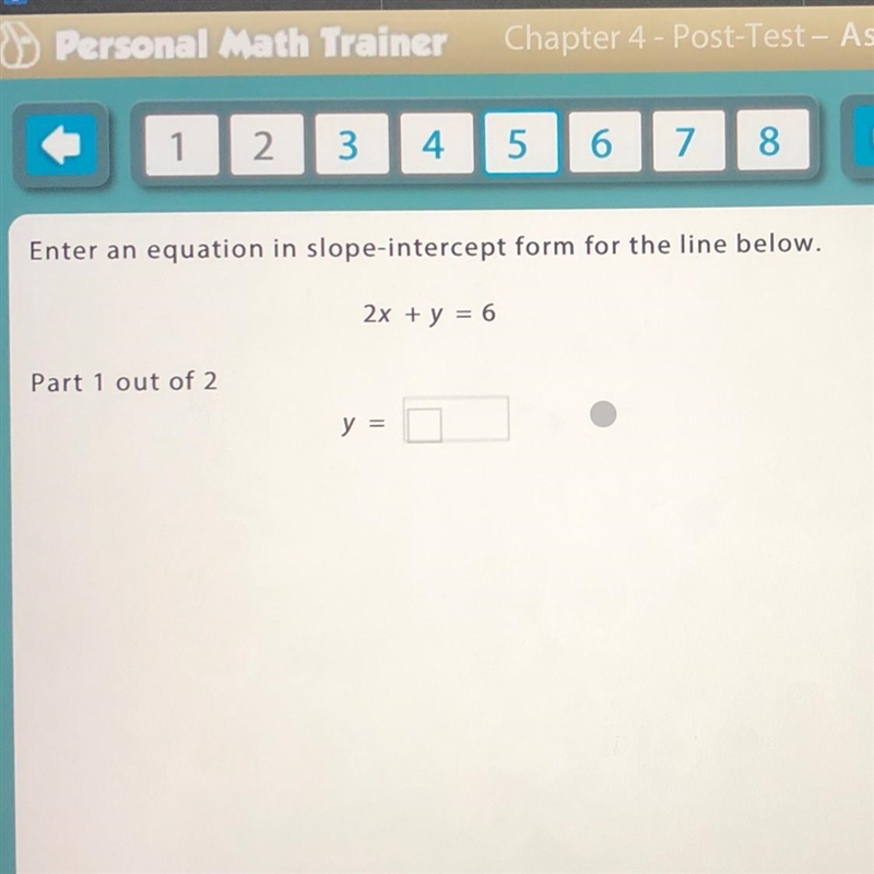 Enter an equation in slope intercept form for the line below-example-1