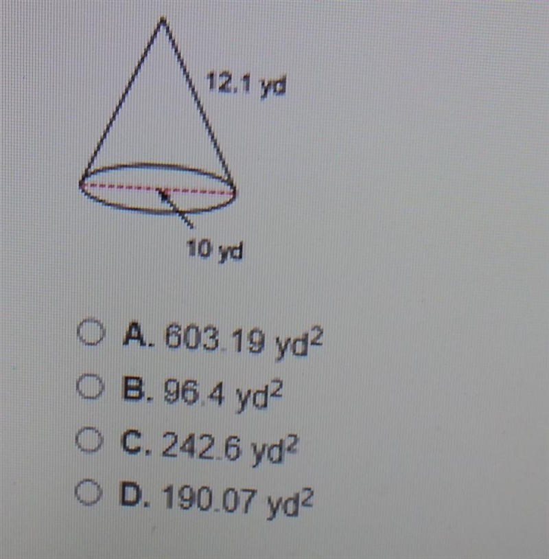 8. What is the lateral area of the cone?​-example-1