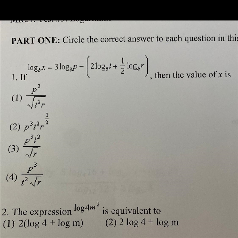 Question one pls algebra 2 logarithms-example-1