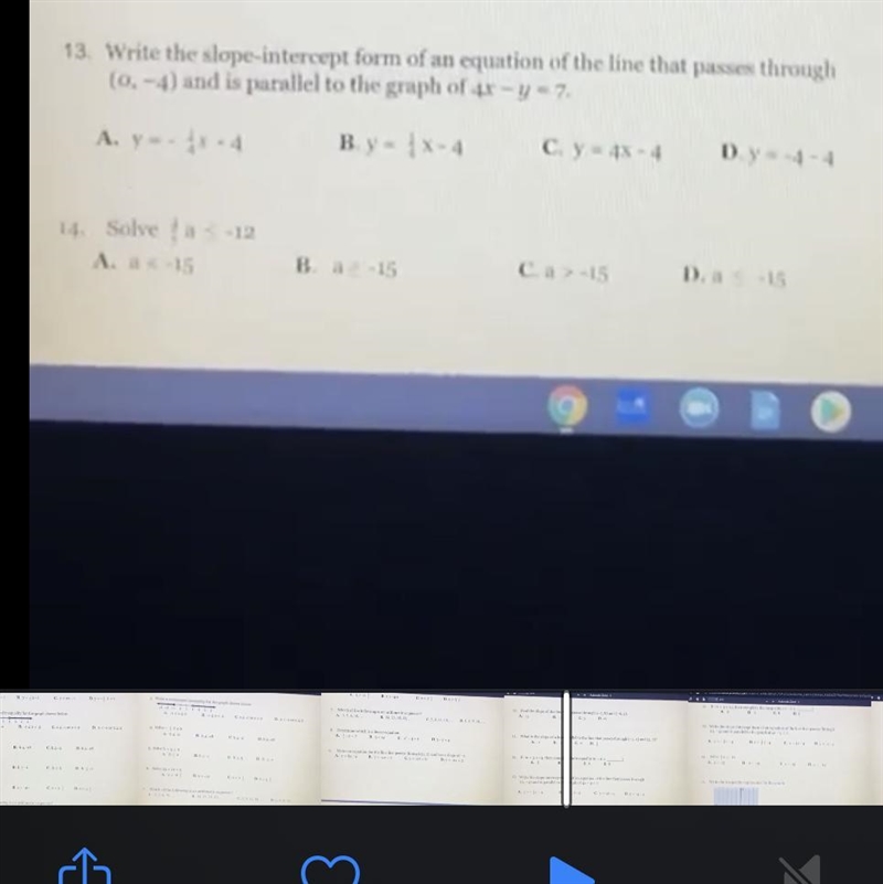 Write the slope-intercept form of an equation of the line that passes through (a, - 4) is-example-1