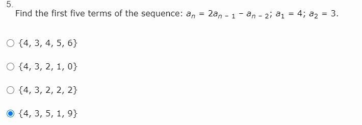 Find the first five terms of the sequence????-example-1