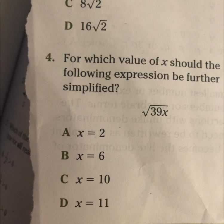 For which value of x should the following expression be further simplified?-example-1