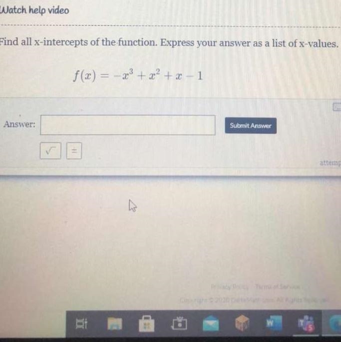 Find all x-intercepts of the function. Express your answer as a list of x-values f-example-1