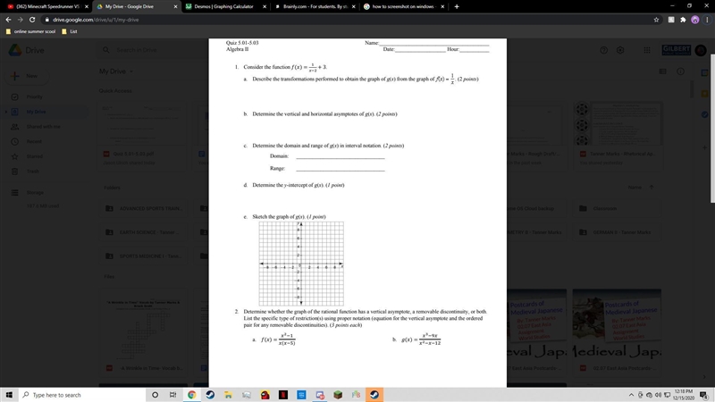 (100 points if answered) (attatched screenshot) Algebra II need question 1 and 2-example-1