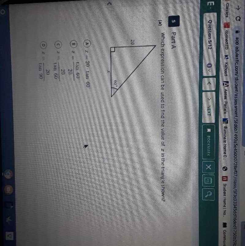 Which expression can be used to find the value of x in the triangle shown?-example-1