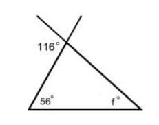 What is the degree measure of f?. A) 56° B) 58° C) 60° D) 64° If you can, please explain-example-1